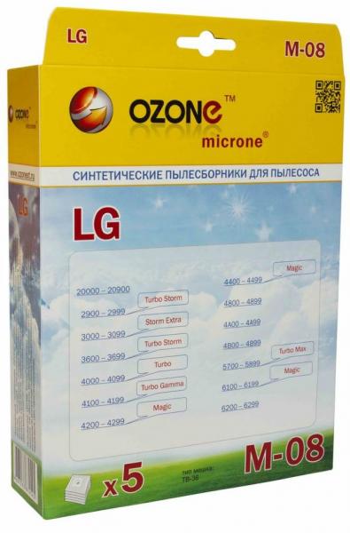картинка OZONE M-08, синтет. тип мешка TB-36, 5 шт. мешки пылесборники для пылесоса LG,Rolsen  в интернет-магазине  BTK-shop.ru Судак