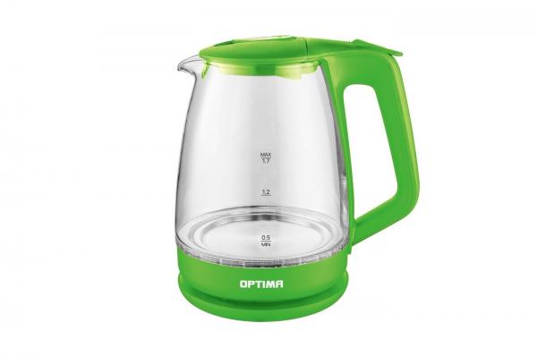 картинка Optima EK-1718G зеленый (1,7л,стекло,подсветка) чайник в интернет-магазине  BTK-shop.ru Судак