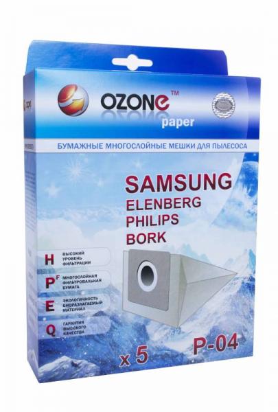 картинка OZONE P-04, тип оригин. мешка: VP-95, 5 шт., бумажные мешки пылесборники для пылесоса SAMSUNG  в интернет-магазине  BTK-shop.ru Судак